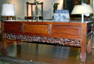 Lot 448 - Chinese Hardwood Low Table The rectangular top...