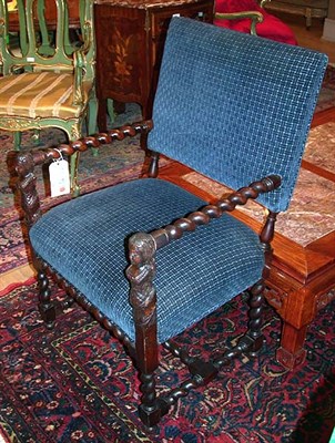 Lot 630 - Jacobean Style Upholstered Walnut Armchair...