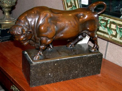 Lot 410 - Bronze Figure of Bull Signed F. Scheuing, 1919....