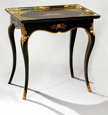 Lot 432 - Louis XV Gilt Decorated Black Lacquer...
