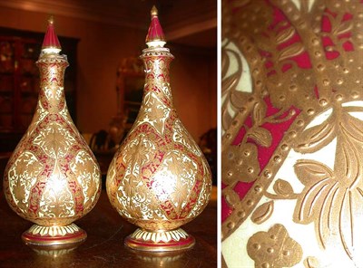 Lot 420 - Pair of Derby Porcelain Decanter Bottles Date...