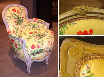 Lot 473 - Louis XV Style White Painted Bergere The...