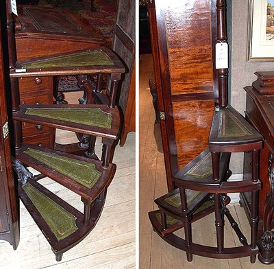 Lot 617 - Regency Style Mahogany Spiral Library Steps...