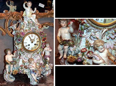 Lot 548 - Meissen Porcelain Mantel Clock The Rococo...