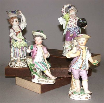 Lot 555 - Four Meissen Porcelain Figures of Children...
