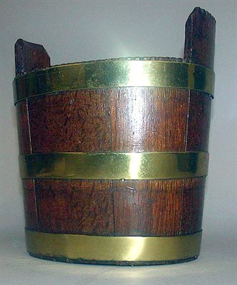 Lot 441 - Dutch Brass Bound Oak Bucket Of oval tapering...