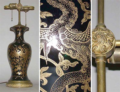 Lot 189 - Chinese Gilt Decorated Porcelain Lamp Of...