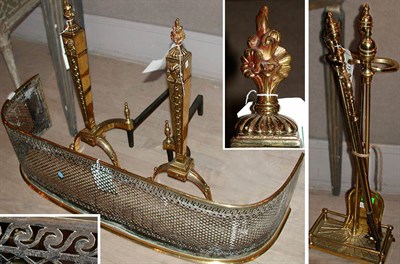 Lot 464 - Group of Brass Fireplace Equipment Comprising...