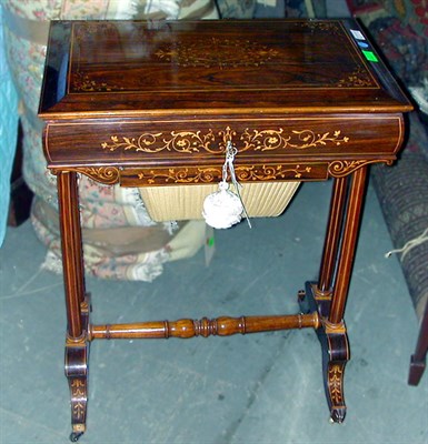 Lot 461 - Victorian Satinwood Inlaid Rosewood Work Table...