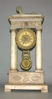 Lot 591 - Empire Style Alabaster Mantel Clock Of...