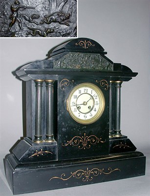Lot 627 - Victorian Black Onyx Mantel Clock Of...