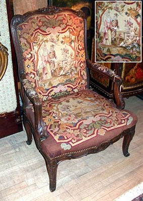 Lot 258 - Louis XV Style Needlework Upholstered Mahogany...