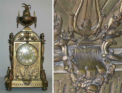 Lot 262 - Napoleon III Bronze Mantel Clock Enameled...
