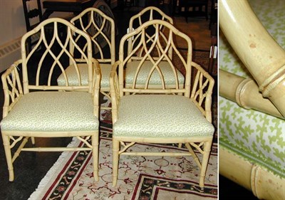Lot 189 - Set of Six Faux Bamboo Painted Dining Chairs