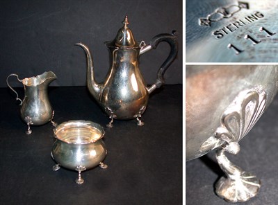 Lot 427 - Sterling Silver Three-Piece Tea Set Total...