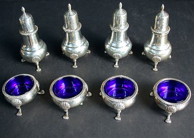 Lot 434 - Group of Four Sterling Silver Cobalt Lined...