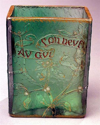 Lot 374 - Daum Nancy Cameo Glass Vase Of block form, in...