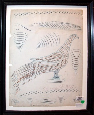 Lot 274 - Calligraphic Drawing of a Bird In blue and...