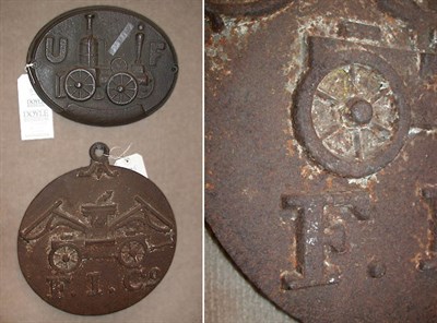 Lot 70 - Two Cast Iron Fire Marks The first of circular...