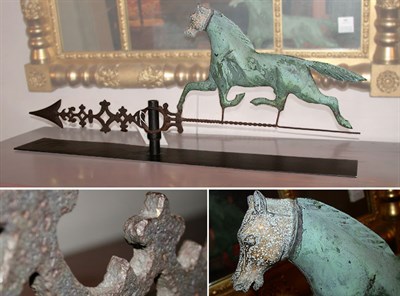 Lot 289 - Molded Copper Running Horse Weathervane Raised...