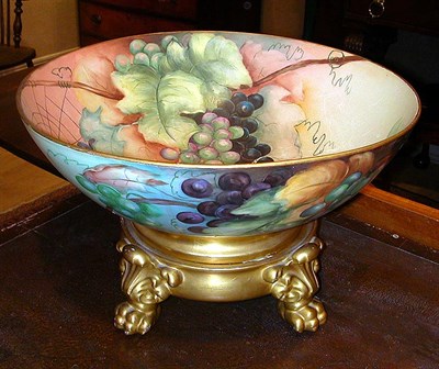 Lot 347 - Limoges Gilt Decorated Porcelain Punch Bowl on...