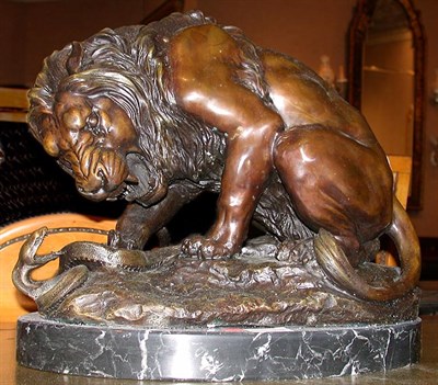 Lot 405 - Patinated-Metal Sculpture Depicting a lion...