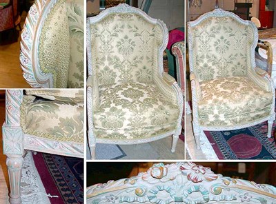 Lot 632 - Pair of Louis XVI Style Upholstered Fruitwood...