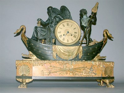 Lot 590 - Empire Style Bronze Figural Mantel Clock...