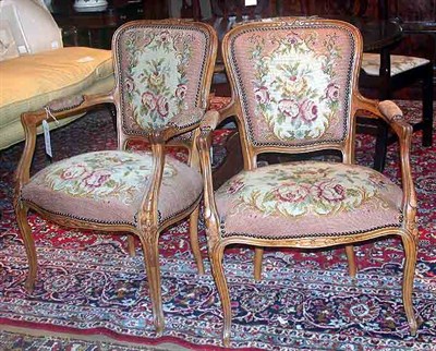 Lot 371A - Pair of Louis XV Style Needlepoint Upholstered...