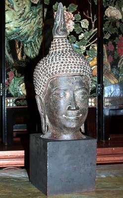 Lot 382 - Thai Bronze Head of Buddha 15th Century A...