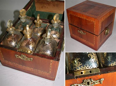 Lot 595 - Continental Inlaid Mahogany Liqueur Chest...