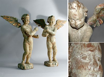 Lot 307 - Pair of Rococo Style Gilt and Polychrome Wood...