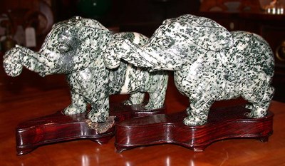 Lot 493 - Pair of Hardstone Elephants