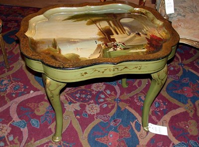 Lot 583 - Victorian Papier Mache Tray Table Painted with...