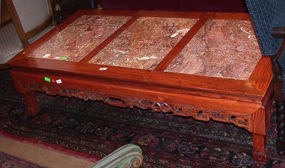 Lot 425 - Chinese Marble Inset Mahogany Low Table Height...