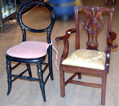 Lot 274 - Victorian Black Lacquered Diminutive Chair...
