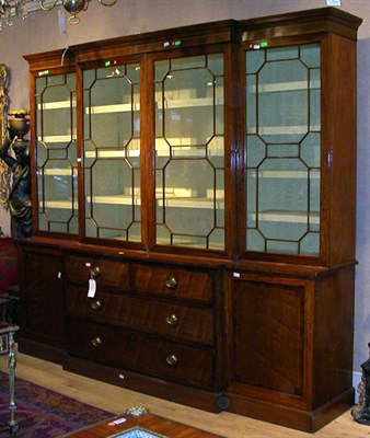Lot 127 - George III Style Banded Mahogany Breakfront In...
