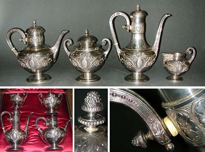 Lot 502 - French Silver Tea Set Comprising a teapot,...