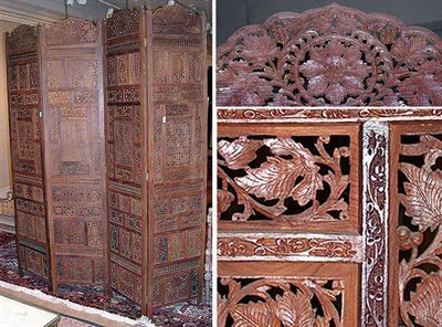Lot 581 - Anglo Indian Hardwood Four-Panel Screen