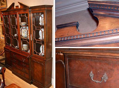 Lot 559 - George III Style Mahogany Breakfront Bookcase