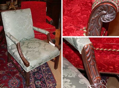Lot 548 - Two George III Style Upholstered Mahogany...
