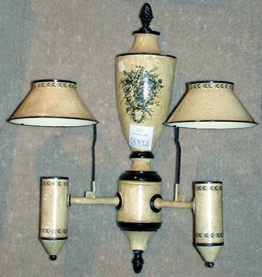 Lot 506 - Pair of Regency Style Tole Painted Two-Light...