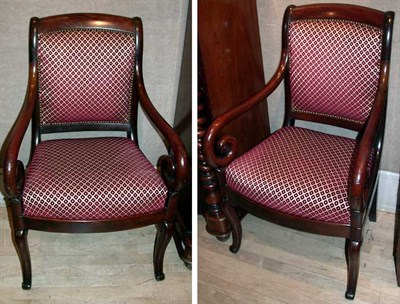 Lot 282 - Set of Four Charles X Mahogany Open Armchairs