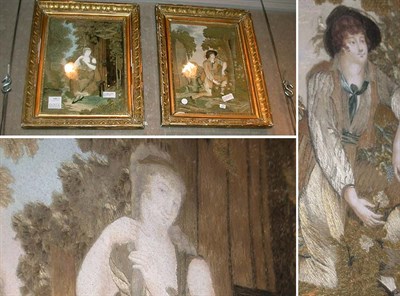 Lot 620 - Pair of Continental Needlework Pictures Early...