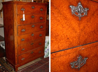 Lot 457 - Empire Style Burl-Wood Tall Chest of Drawers