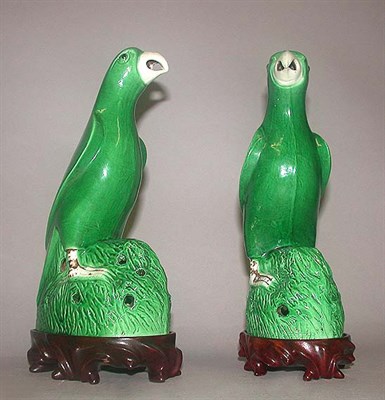 Lot 257 - Pair of Chinese Green Glazed Earthenware...