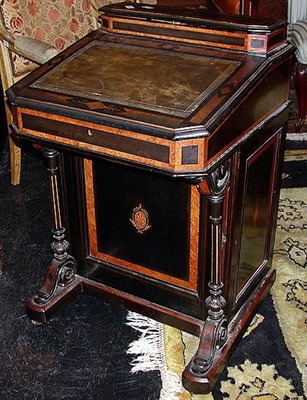 Lot 158 - Victorian Part Ebonized Burl-Wood Davenport Desk