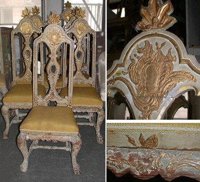 Lot 160 - Set of Twelve Italian Rococo Parcel Gilt and...