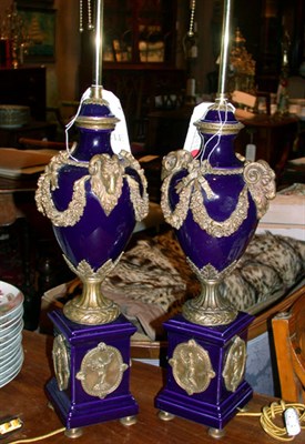Lot 567 - Pair of Sevres Style Gilt-Metal Mounted...
