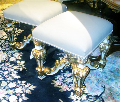 Lot 336 - Pair of Rococo Style Upholstered, Painted and...